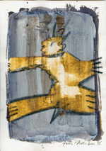 ALDABURU Ana 
aus "Konzert der 510 GlÃ¼ckwunschkarten", 1996 
mixed media / handmade paper 
 21 x 14 cm  
 
please click the image to enlarge