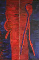 AVANZINI Marion 
"Evolution - Revolution - Dekonstruktion", 2006 
oil, acrylic / canvas 
 150 x 100 cm  
 
please click the image to enlarge