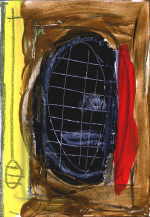 AYER Frederick William 
aus "Konzert der 510 GlÃ¼ckwunschkarten", 1996 
mixed media / handmade paper 
 21 x 14 cm  
 
please click the image to enlarge