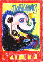 BACHMAYER Hans MatthÃ¤us 
aus "Konzert der 510 GlÃ¼ckwunschkarten", 1996 
pastel, collage / papel hecho a mano 
 21 x 14 cm  
 
chascar por favor la imagen para agrandar
