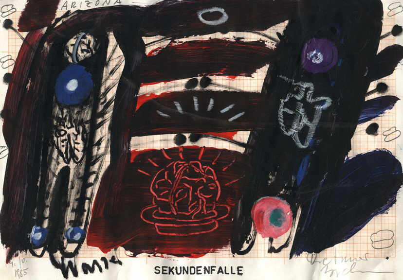 Brehm Dietmar 
"Sekundenfalle", 1.10.1985
tÃ©cnica mixta / papel del milÃ­metro
21 x 29 cm