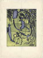 CASTILLO Jorge 
"Der Dichter kommt in Hauchnah an", 1972 
etching / handmade paper<br />edition: 50 pieces 
PlattengrÃ¶ÃŸe 60 x 50 cm PapiergrÃ¶ÃŸe 76 x 56 cm 
 
please click the image to enlarge