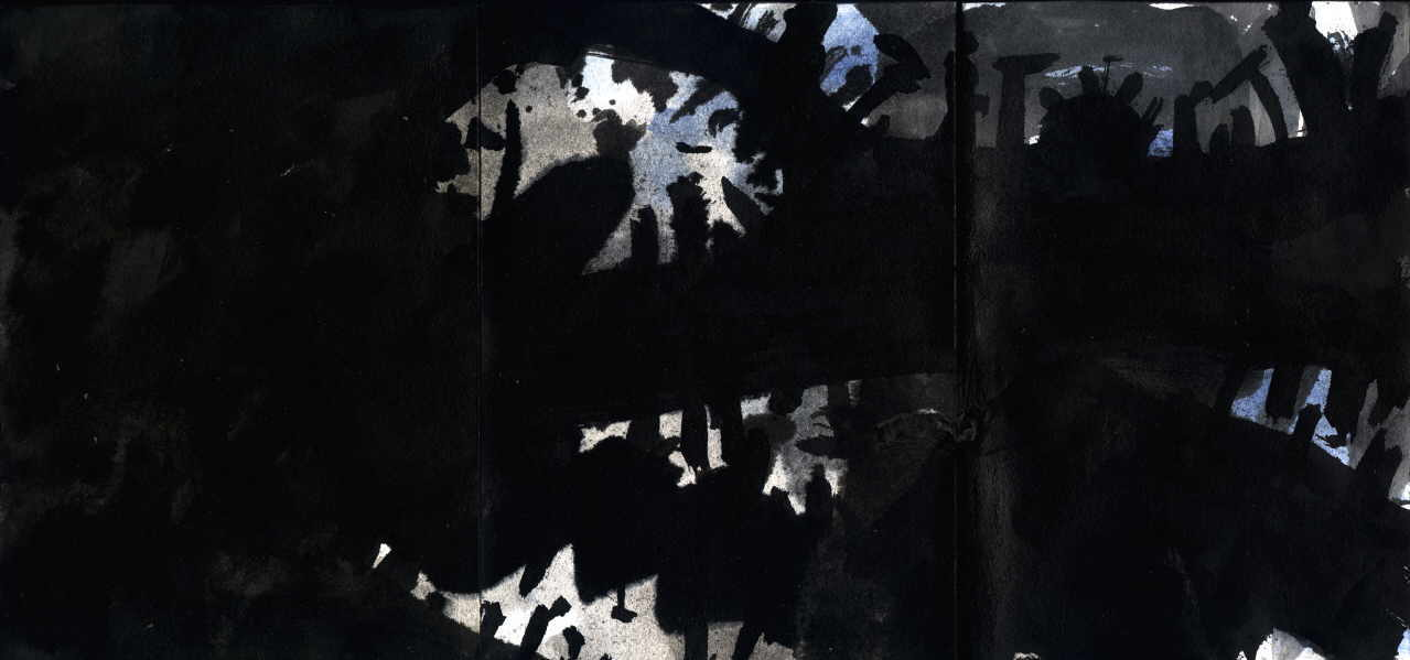Damisch Gunter 
aus "Konzert der 510 Glückwunschkarten", 1996
mixed media / handmade paper
20 x 43 cm