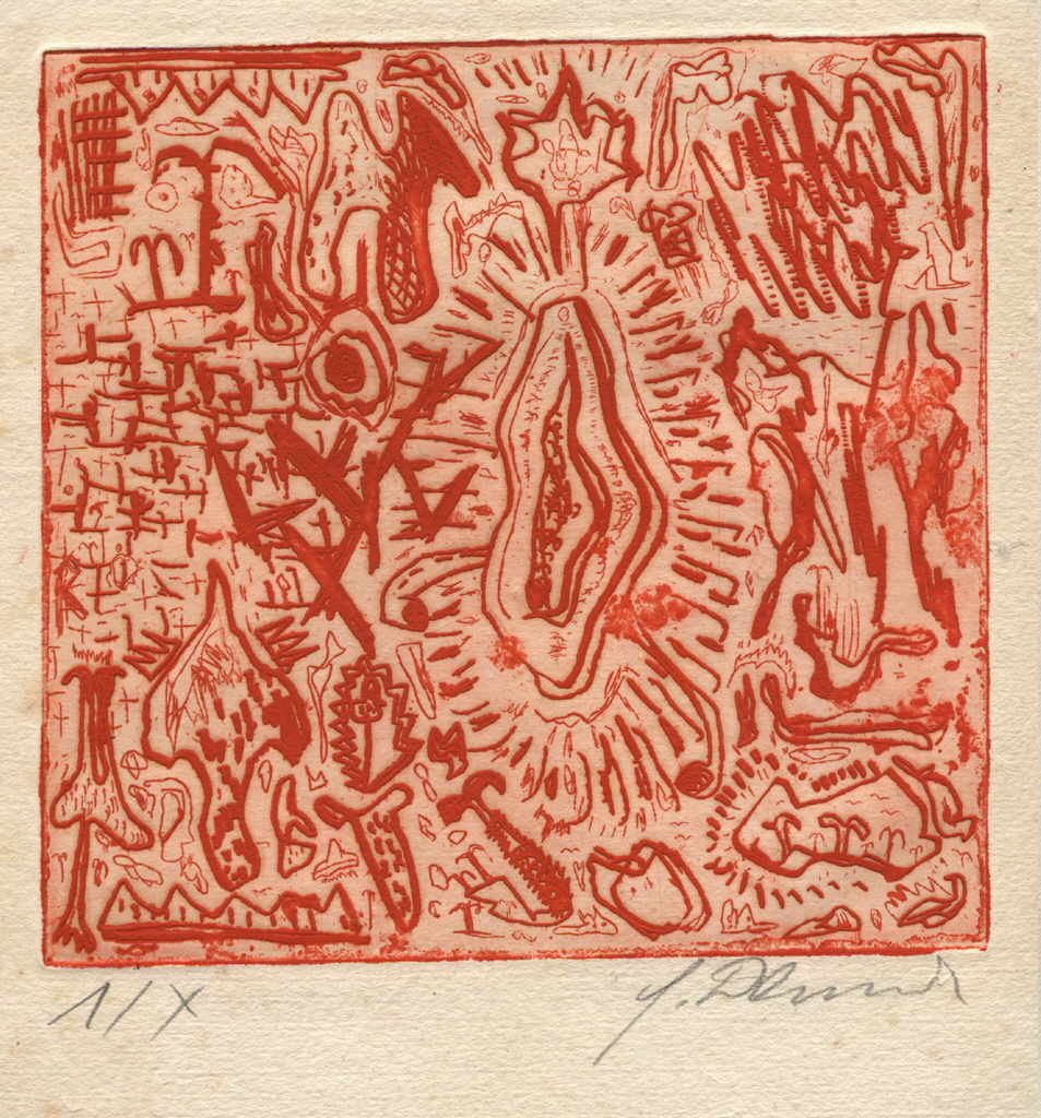 "Die Reise auf die Palmenkrone", 1982
carpeta con grabados
Plattengröße 20 x 17 cm Papiergröße 45 x 38,5 cm

chascar por favor la imagen para agrandar