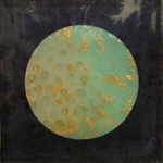 DEWITT Zos 
"Spheroid", 2006 
oil, Schlagmetall und Polyesterharz auf Kunststofffolie 
 100 x 100 cm  
 
please click the image to enlarge