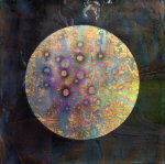 DEWITT Zos 
"Spheroid", 2006 
oil, Schlagmetall und Polyesterharz auf Kunststofffolie 
 70 x 70 cm  
 
please click the image to enlarge