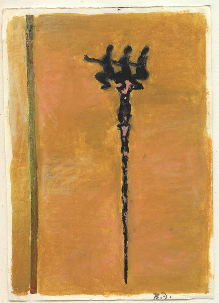 Dettmann Beatrice 
"Ritualstab", 2001
Mischtechnik / Papier
21 x 15 cm