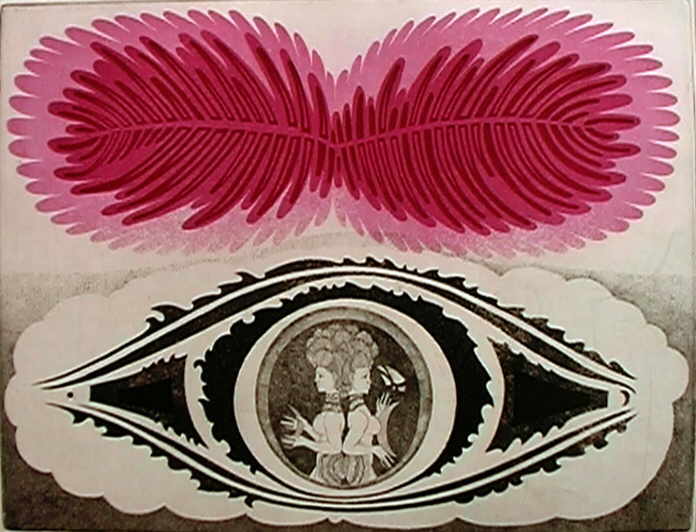Hutter Wolfgang 
"2 MÃ¤dchen", ca. 1970
color etching color-proof (unique piece)
PlattengrÃ¶ÃŸe 29 x 40 cm