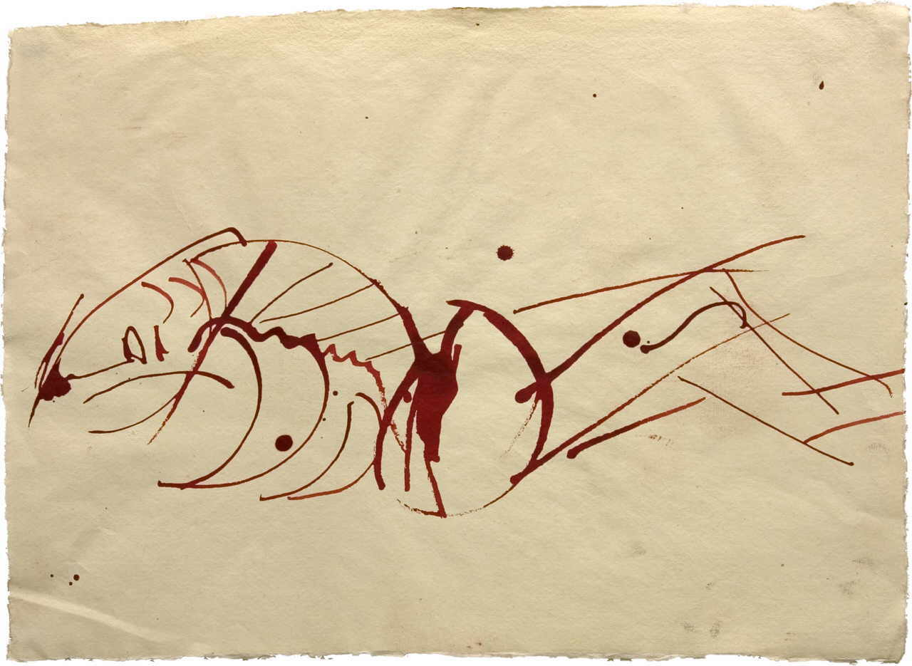 Kerschbaumer Martha C. 
"MÃ¤nner-Lust", 
india ink / handmade paper
30 x 41 cm