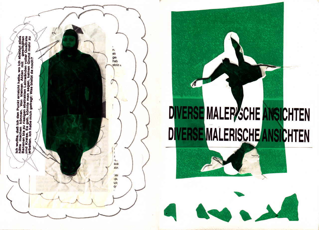 Kompatscher Florin 
aus "Konzert der 510 GlÃ¼ckwunschkarten", 1996
mixed media, collage / handmade paper
2 * 21 x 14 cm