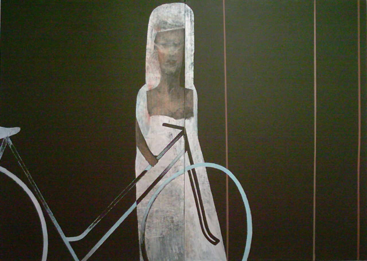 Mendrek Pawel 
"Radfahrerin", 2002
oleo / tela
140 x 200 cm (2 teilig)