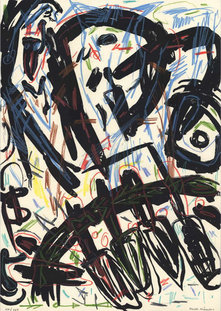 Moser Nikolaus 
Ohne Titel, 1986
Pastell, Buntstift, Bleistift / Lithographie
50 x 35 cm