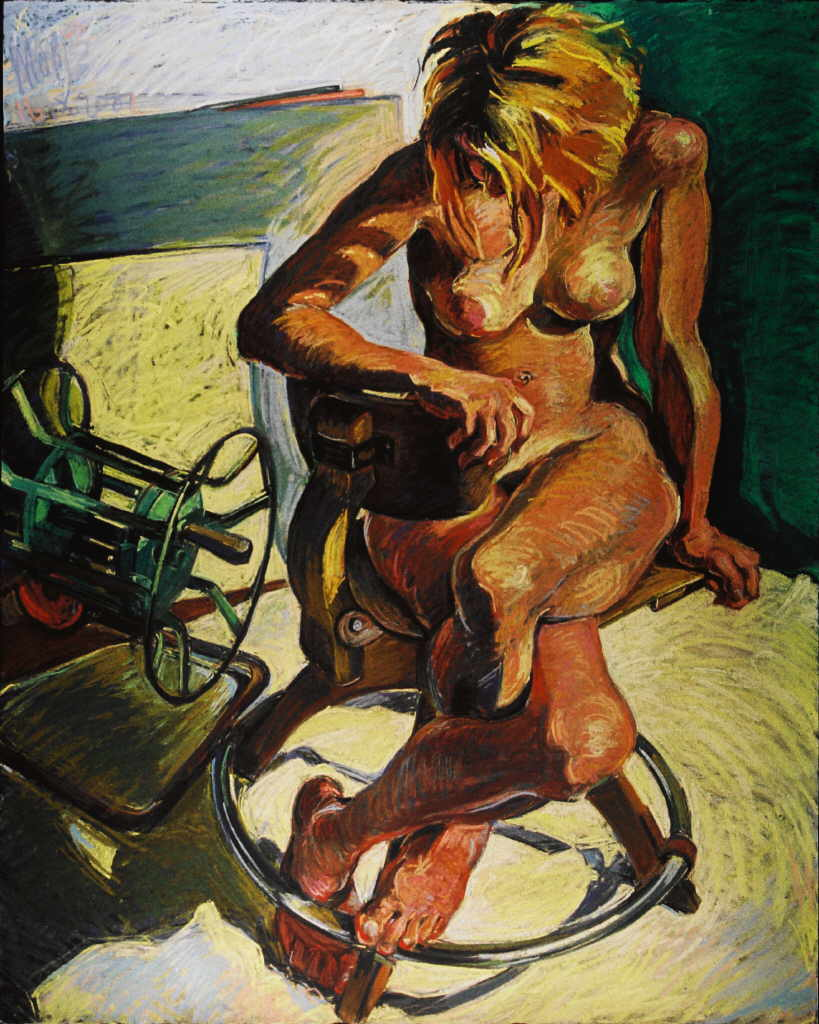 MoÃŸhammer Petra 
"Unumwunden" aus "Die rote Kati", 2002
pastel / papel
125 x 101 cm