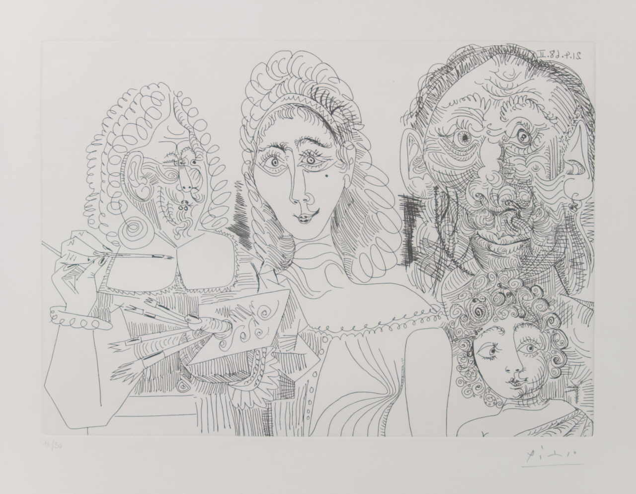 Picasso Pablo 
Ohne Titel, 21.4.1968
Aqua forte
Plattengröße 28 x 39 cm
