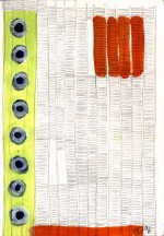 PROKOP Claus 
aus "Konzert der 510 GlÃ¼ckwunschkarten", 1996 
mixed media / handmade paper 
 21 x 14 cm  
 
please click the image to enlarge