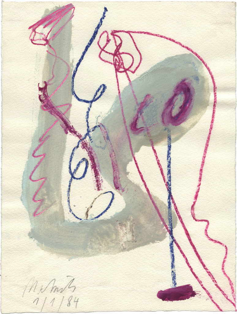 Rataitz Peter 
untitled, 1.1.84
gouache, pastel / paper
26 x 20 cm