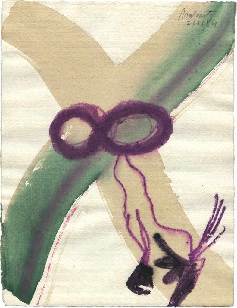 Rataitz Peter 
Ohne Titel, 2.1.84
Aquarell, Pastell / Papier
26 x 20 cm