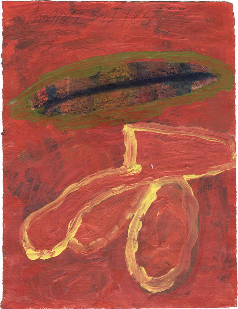 Rataitz Peter 
Ohne Titel, 2.1.85
Acryl, Pastell / Papier
26 x 21 cm