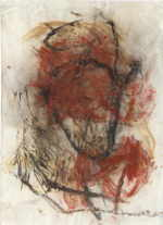 SCHATZ Hubert 
from the series "Feuergeister", 1987 
charcoal, red chalk, fire / paper 
 57 x 41 cm  
 
please click the image to enlarge
