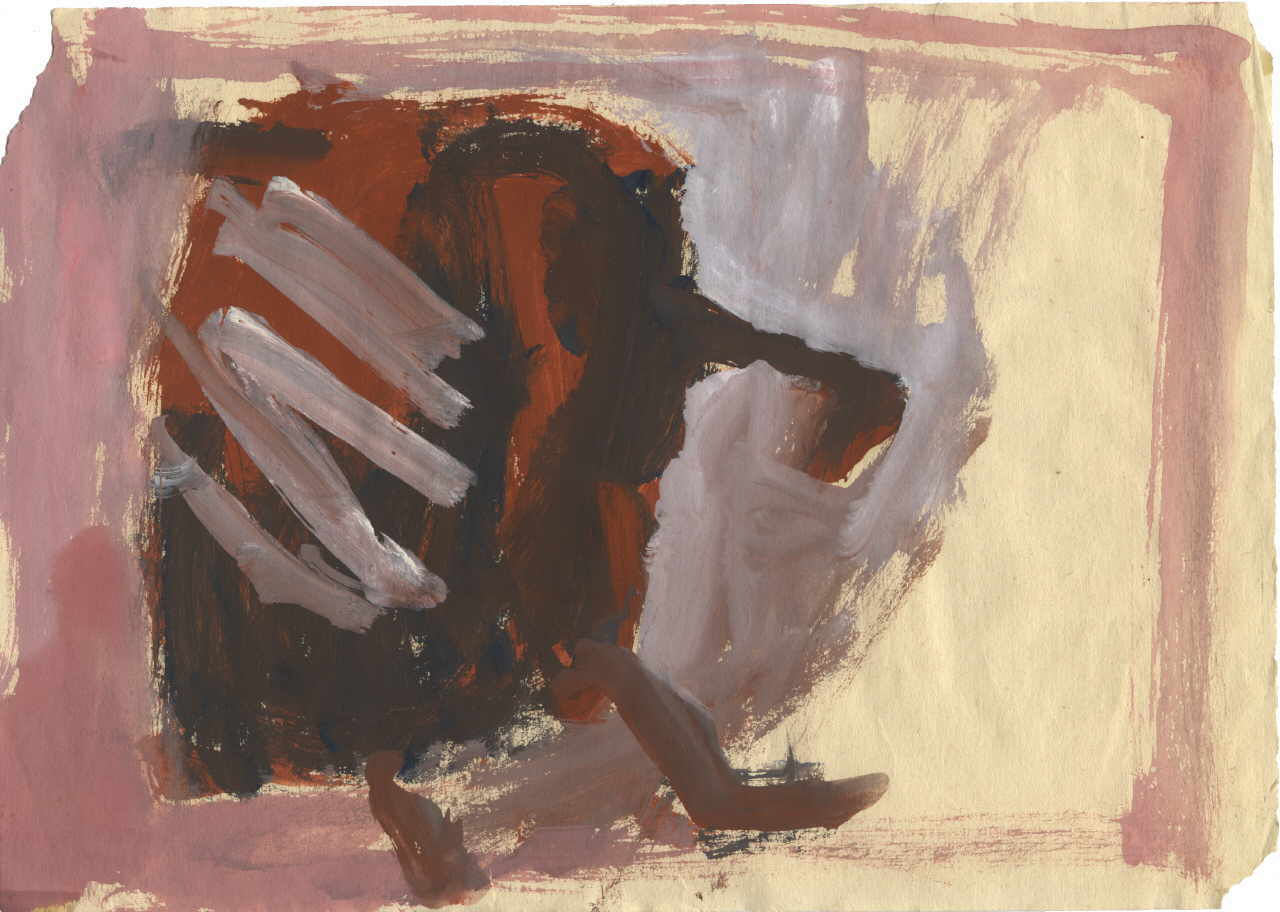 Schmalix Hubert 
"KopffÃ¼ÃŸler", 1977
Gouache / Papier
21 x 29 cm