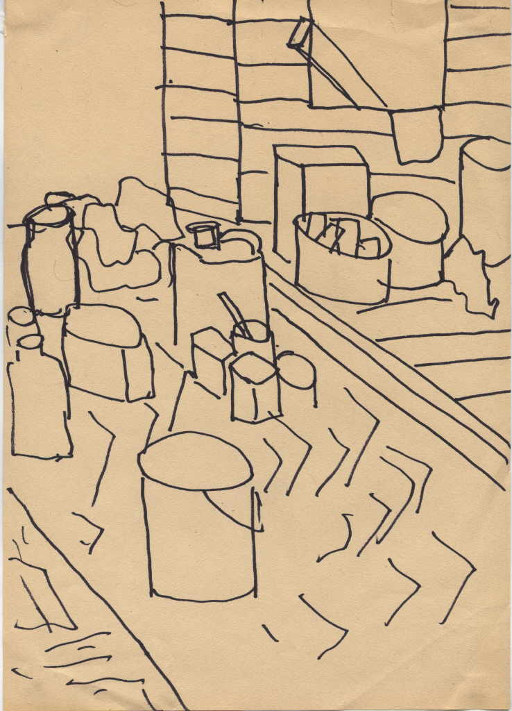 Schmalix Hubert 
"Atelierboden", 1977
Tusche / Papier
29 x 21 cm