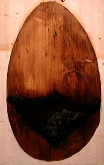 Schwelle Franz J. 
untitled, 1999
mixed media, Teer / wood
80 x 50 cm