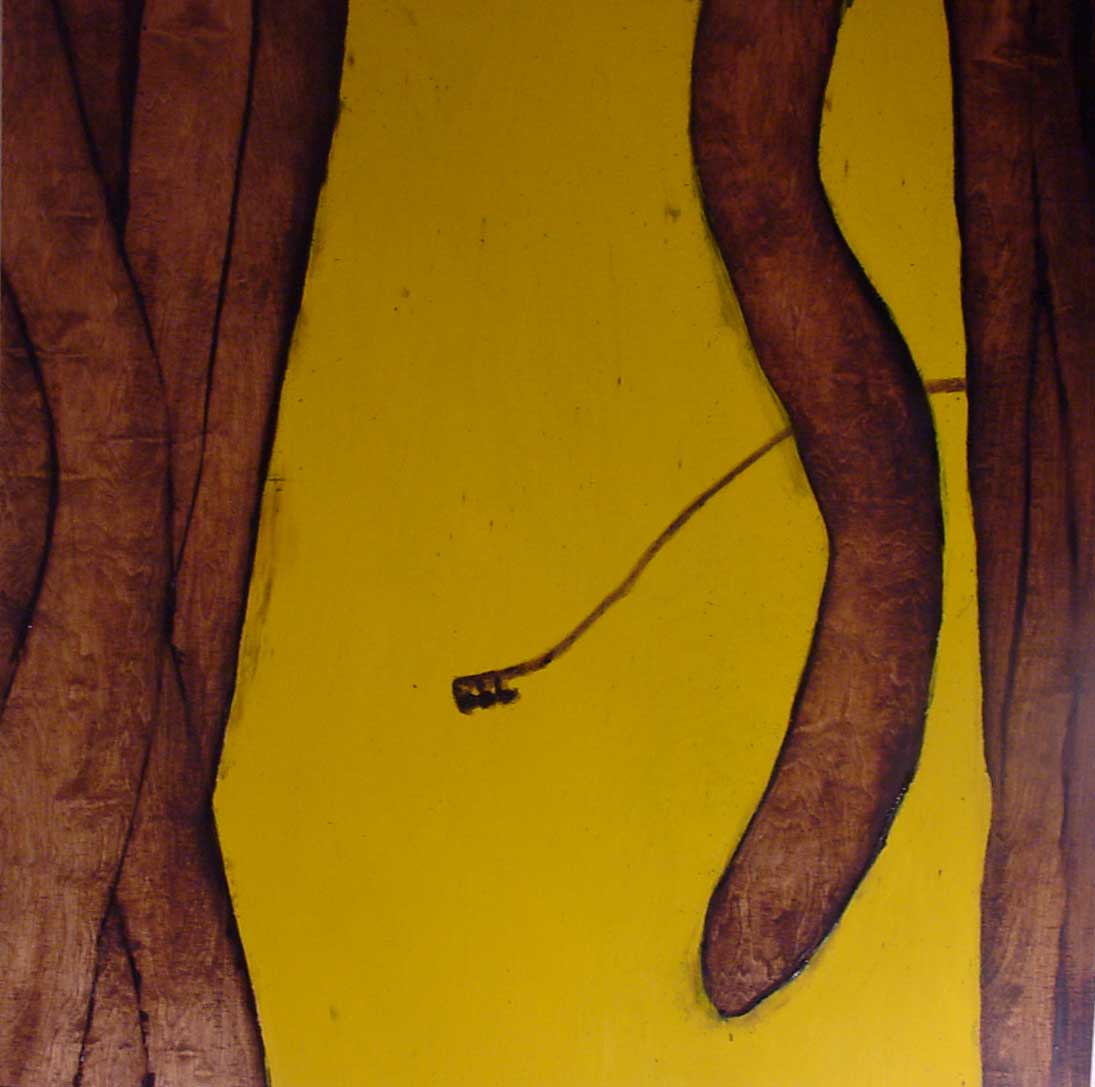 Schwelle Franz J. 
Ohne Titel, 2002
Teer, Öl / Holz
100 x 100 cm