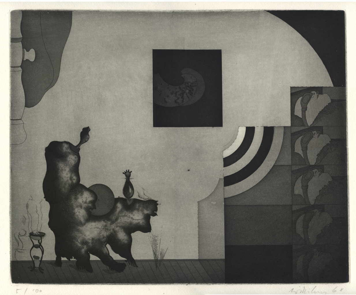 "Quadratur der Zunge", 1968
carpeta con 6 aguatinta / papel hecho a mano
Papiergröße 46 x 54 cm Plattengröße 31 x 40 cm

chascar por favor la imagen para agrandar