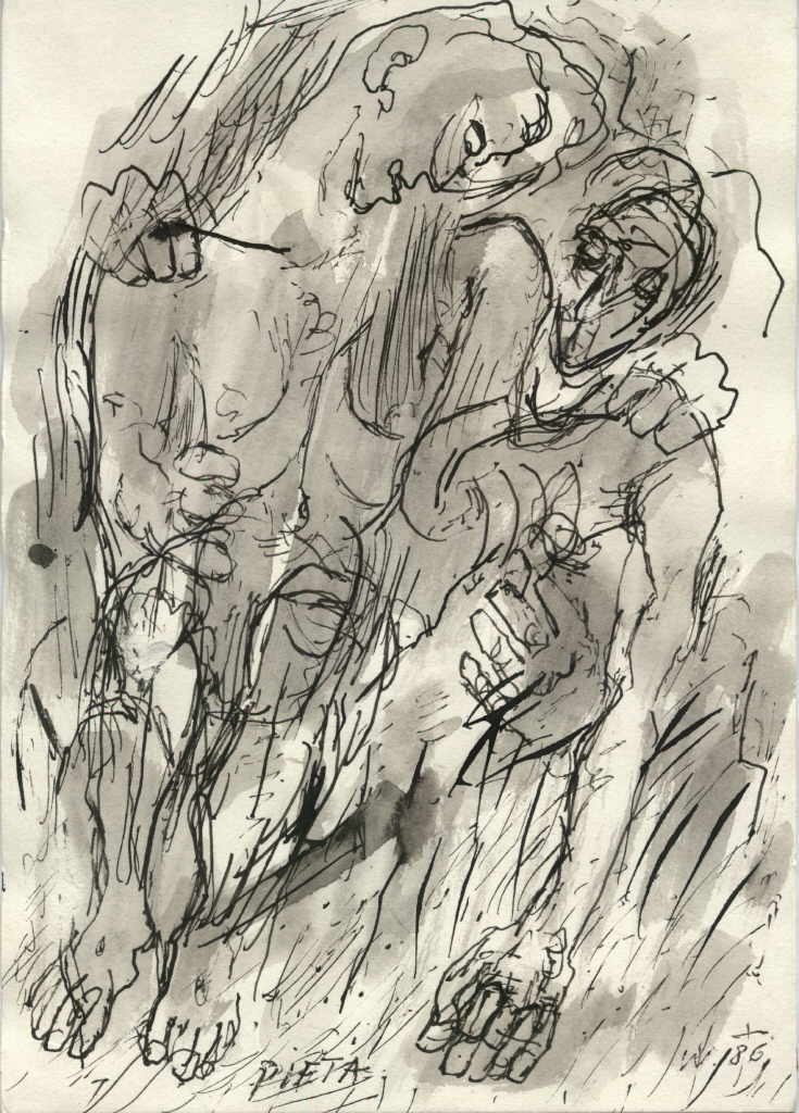Wukounig Reimo 
"Pieta", 1986
Tusche / Papier
29 x 21 cm