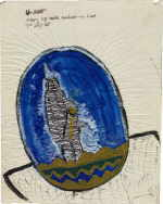 ZOLLY Fabio 
"U-Boot - happy egg with nuclear-u-boat", 1985 
AcrÃ­lico, Lackstift, Filzstift / papel transparente 
 49 x 39 cm  
 
chascar por favor la imagen para agrandar
